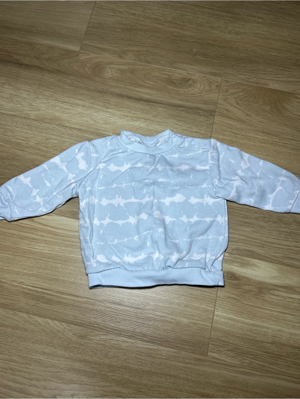 Light Blue Baby Sweatshirt with White Shark Motif - Picture 1 of 6